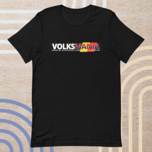 VolksMania VW Magazine Logo on a black t-shirt